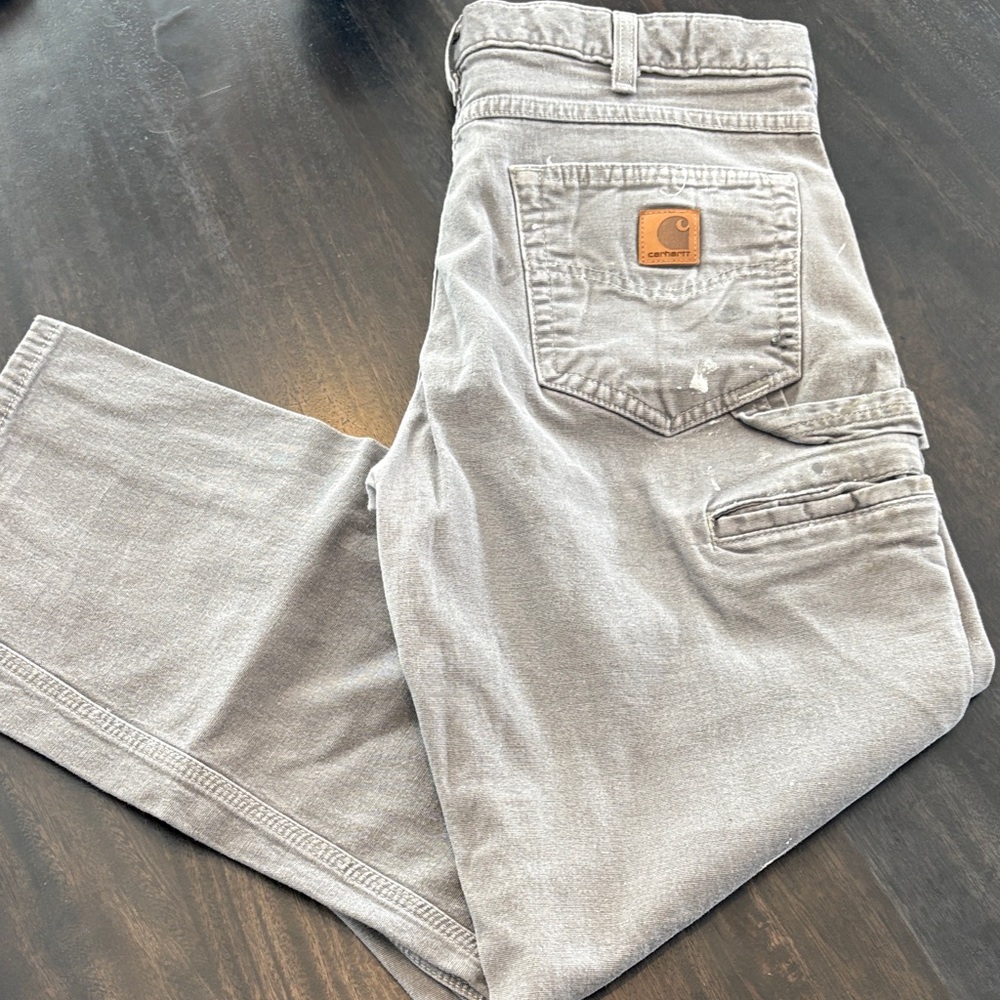 Distressed Carhartt Stone Gray Utility Pants